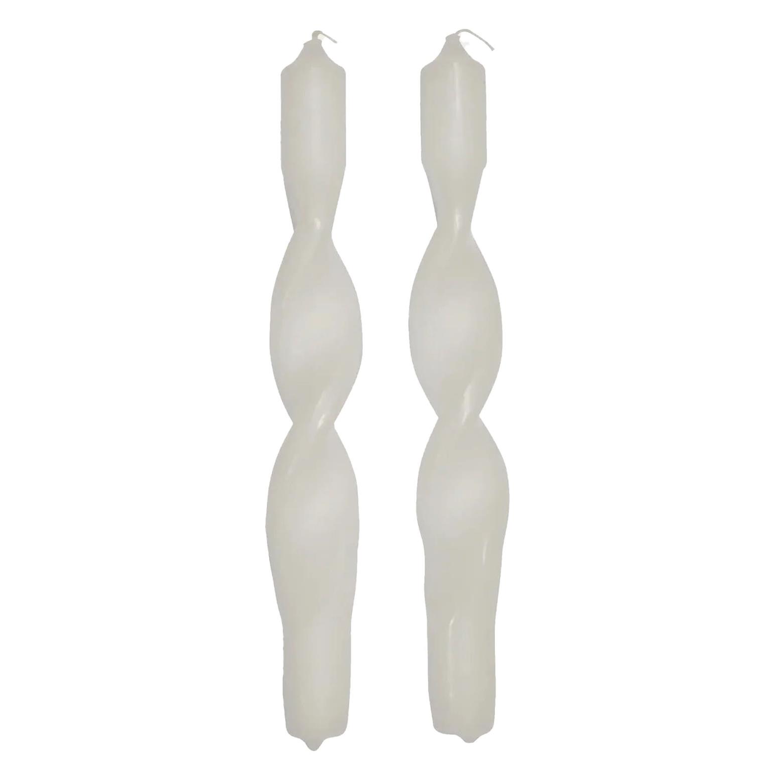 Broste Candle Twist Giftboxed Set Of 2 - Pure White